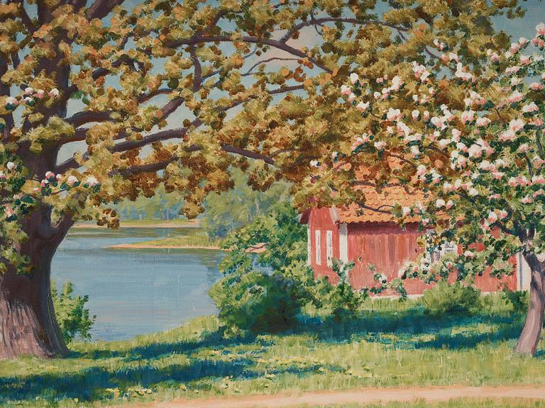 Johan Krouthén, Landscape with fruit trees in bloom.