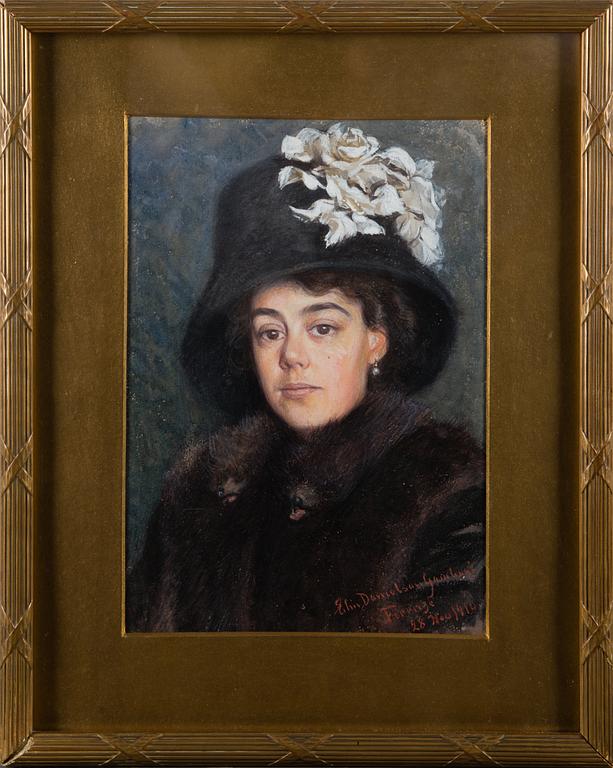 ELIN DANIELSON-GAMBOGI, TURKIKSEEN PUKEUTUNEEN NUOREN DAAMIN MUOTOKUVA.