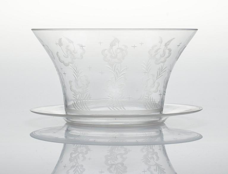 SKÅL PÅ FAT, glas. Edward Hald, Orrefors.