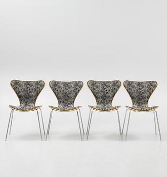 Arne Jacobsen, a set of four 'Series 7' chairs from Fritz Hansen, Denmark.