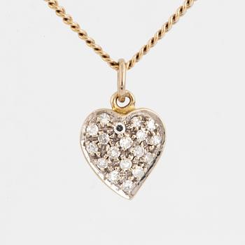 HÄNGE, hjärta vitguld med diamanter, med kedja.