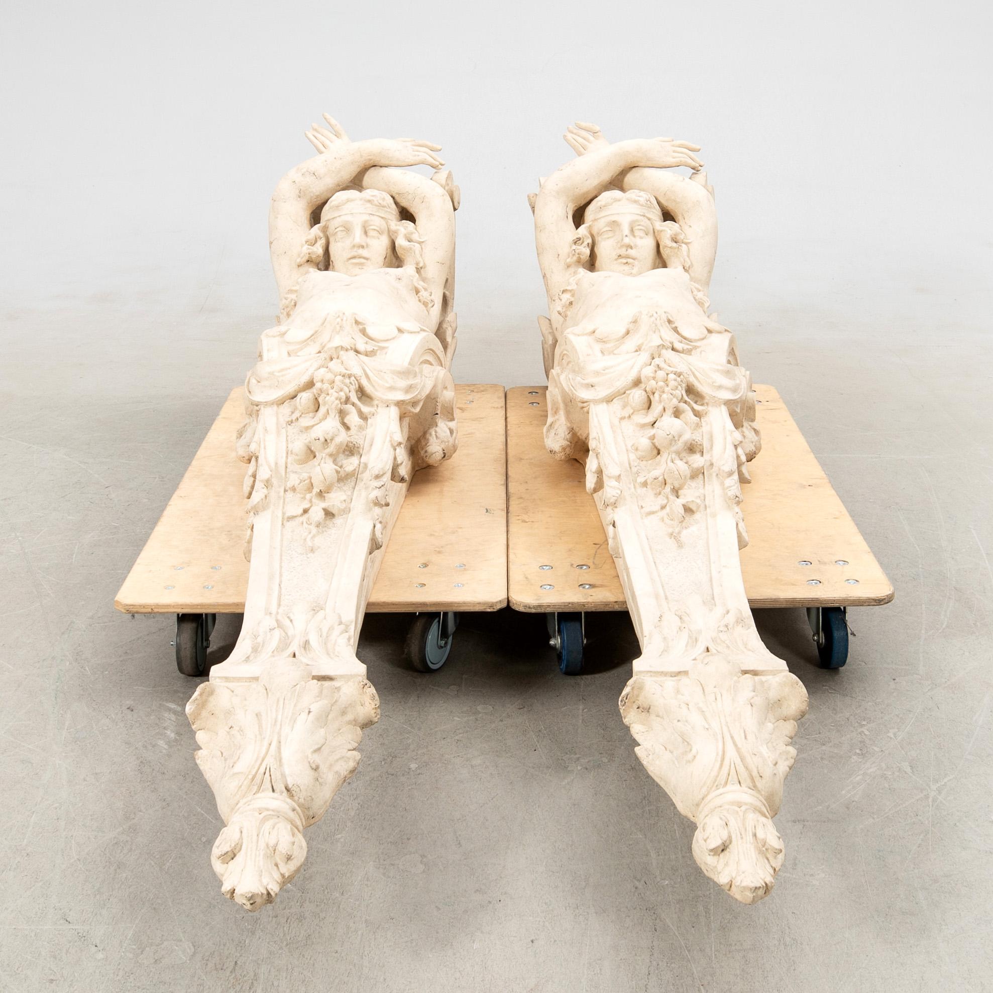 Pilasters a pair Antique style modern manufacture.