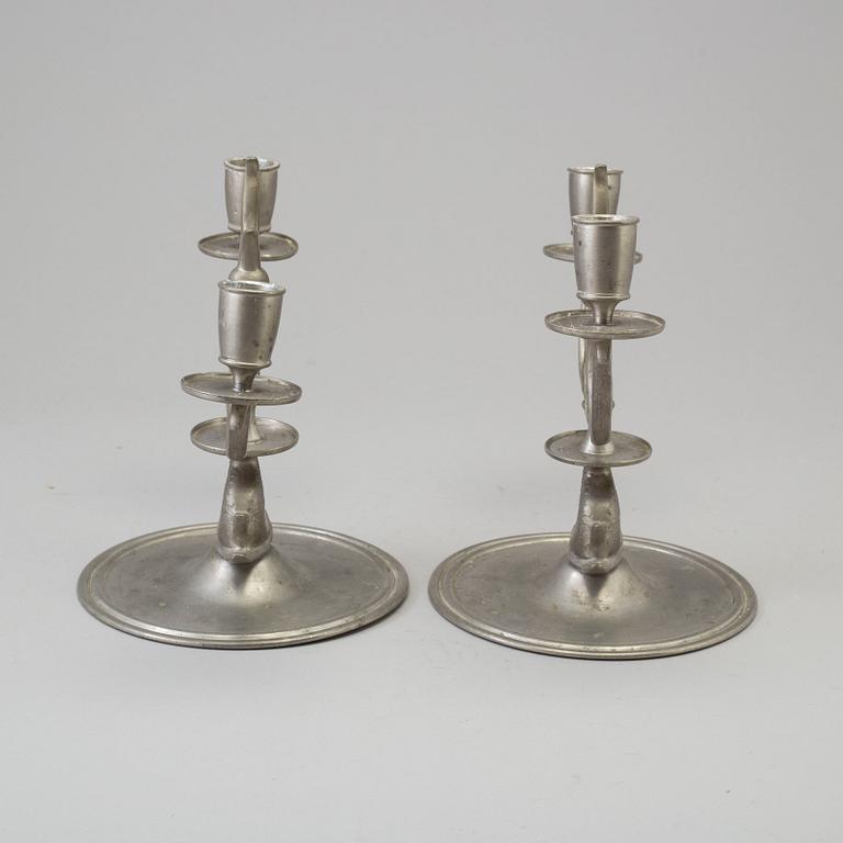 A pair of pewter chandeliers, Firma Svenskt Tenn, Stockholm 1928.
