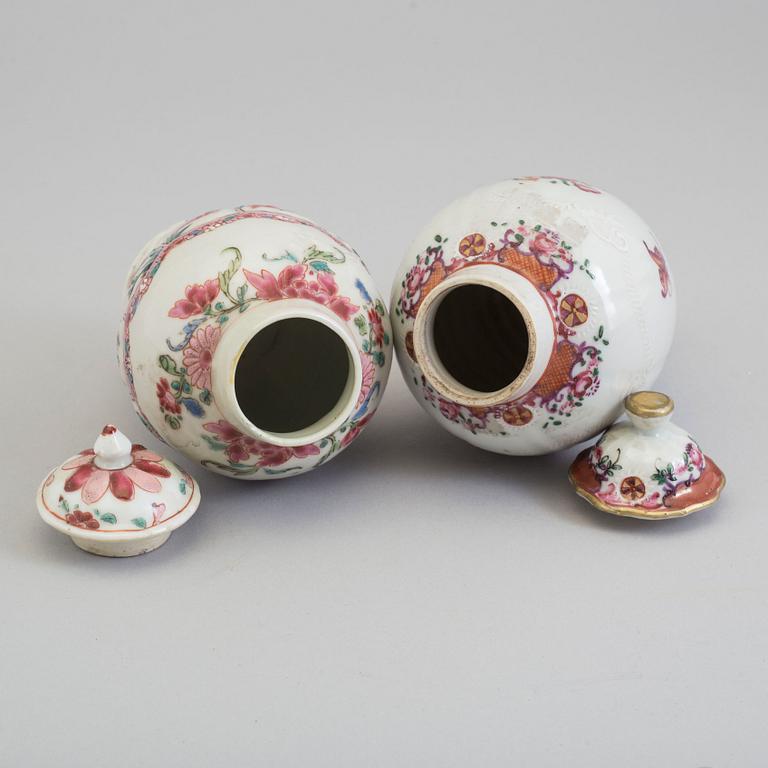 Two famille rose tea caddies, Qing dynasty, Qianlong (1736-95).