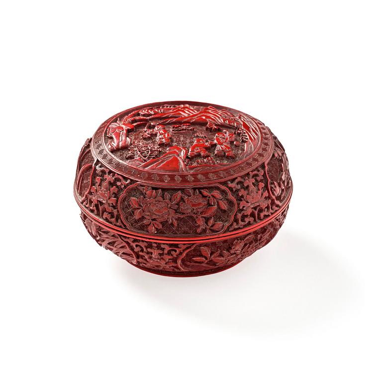 A red lacquer box, Qing dynasty, 19th century.