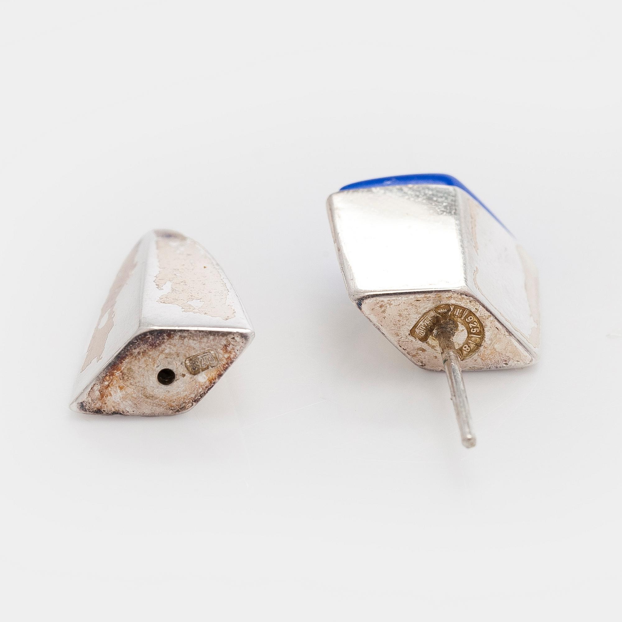 Ulla Poropudas, jewellery set, 4 pieces, silver, acrylic, Lapponia 1986.