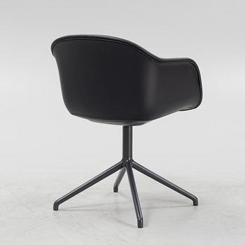 Iskos-Berlin, a leather upholstered swivel 'Fiber' chair, Muuto, Finland.