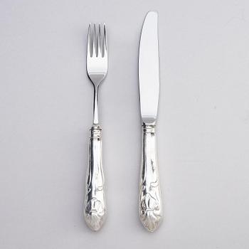 A Swedish set of 24 piece silver table-cutlery, marks of  Isak Trybom, Stockholm 1766-1783.