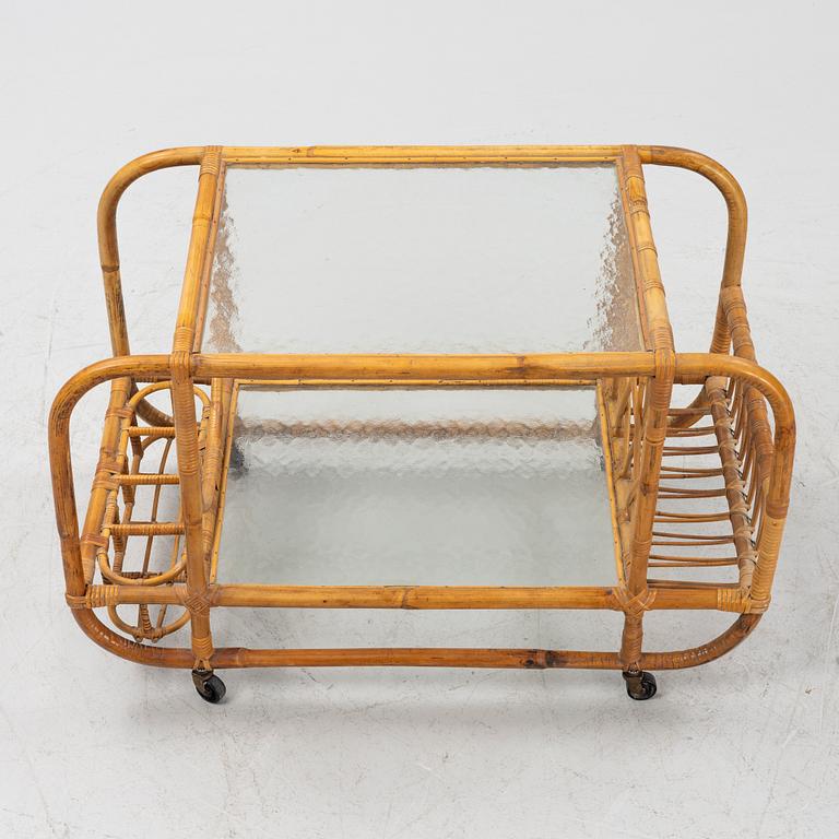 A bamboo serving trolley, mid 20th century.