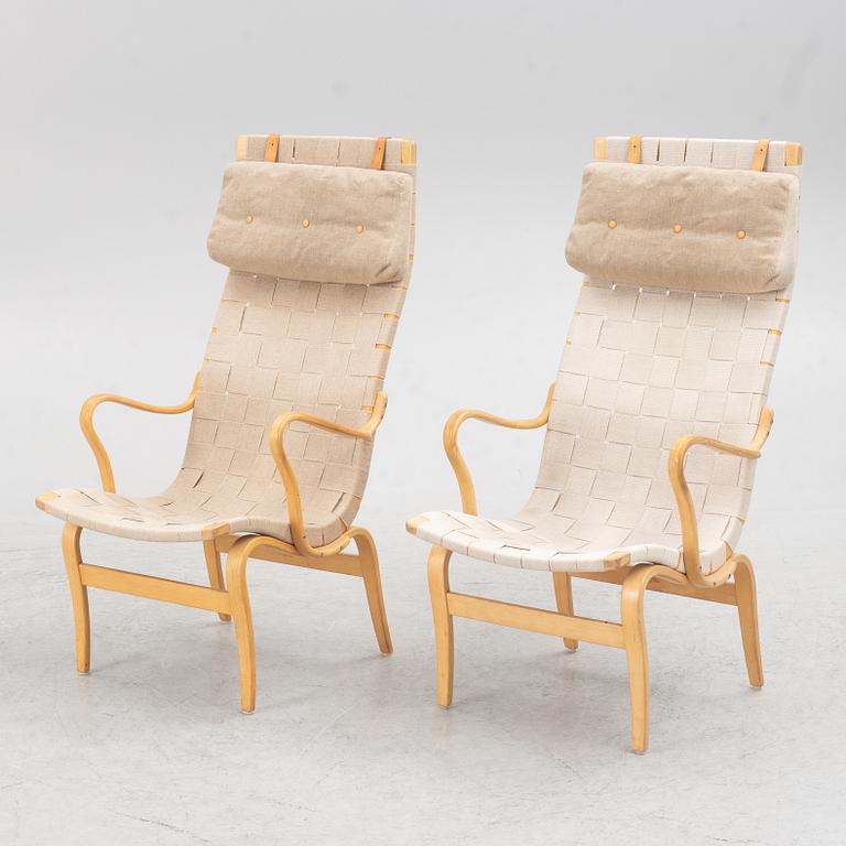 Bruno Mathsson, a pair of armchairs, "Eva high", Firma Karl Mathsson, Värnamo, 1965.