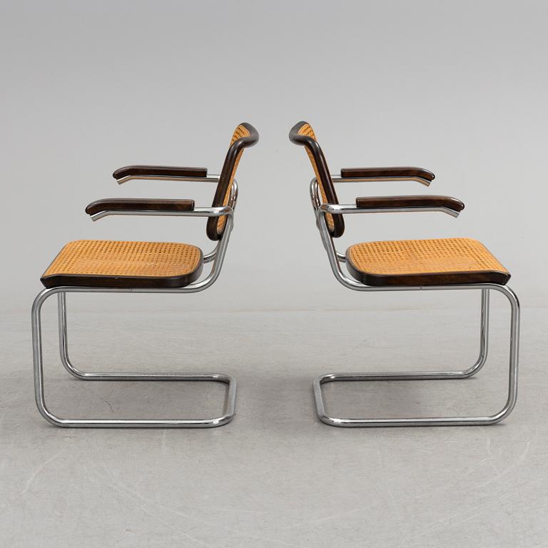 A PAIR OF MARCEL BREUER THONET ARMCHAIRS, signed Thonet 80.