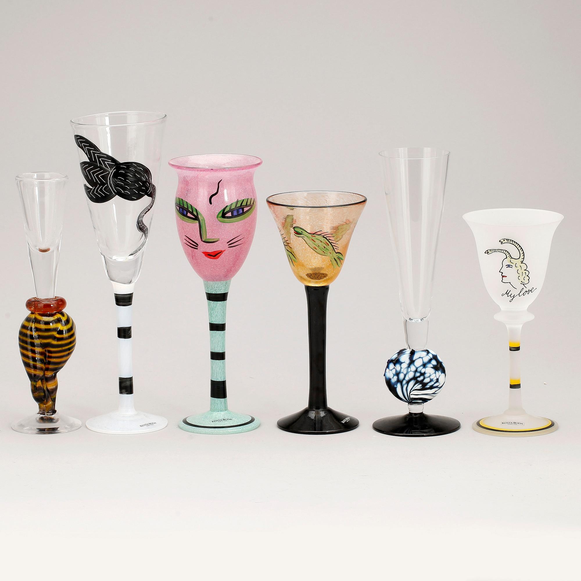 PARTI GLAS, 14 delar, bl a Ulrica Hydman-Vallien, Bertil Vallien, Kosta Boda.