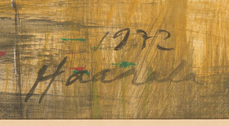 Olavi Haarala, oil and mixed media on paper, signed and dated 1972.