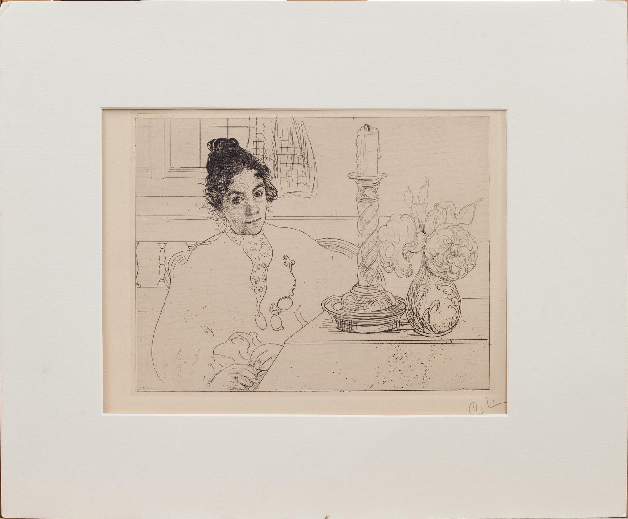 CARL LARSSON, etsning. Monogramsignering.