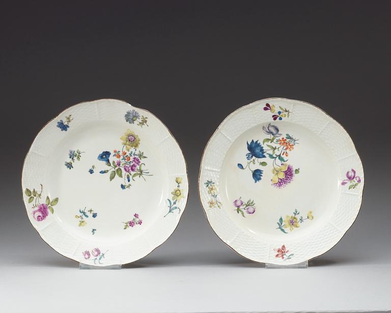 A set of five Meissen dishes, 18th Century.