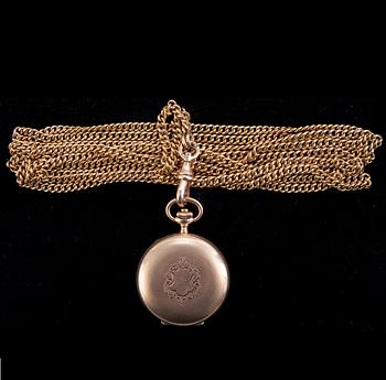 POCKET WATCH WITH CHAIN, Perret  & fils Brenets.