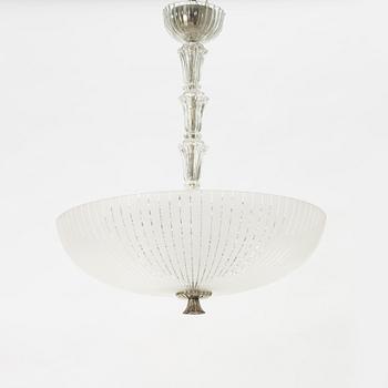 Fritz Kurz, a Swedish Modern ceiling lamp, model "KD 8951", Orrefors, 1940s.