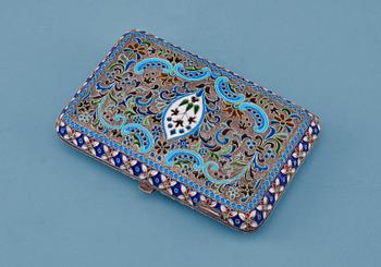 A CIGARRETTE CASE, 84 silver, enamel, Moskow 1908-17. Weight 194 g.