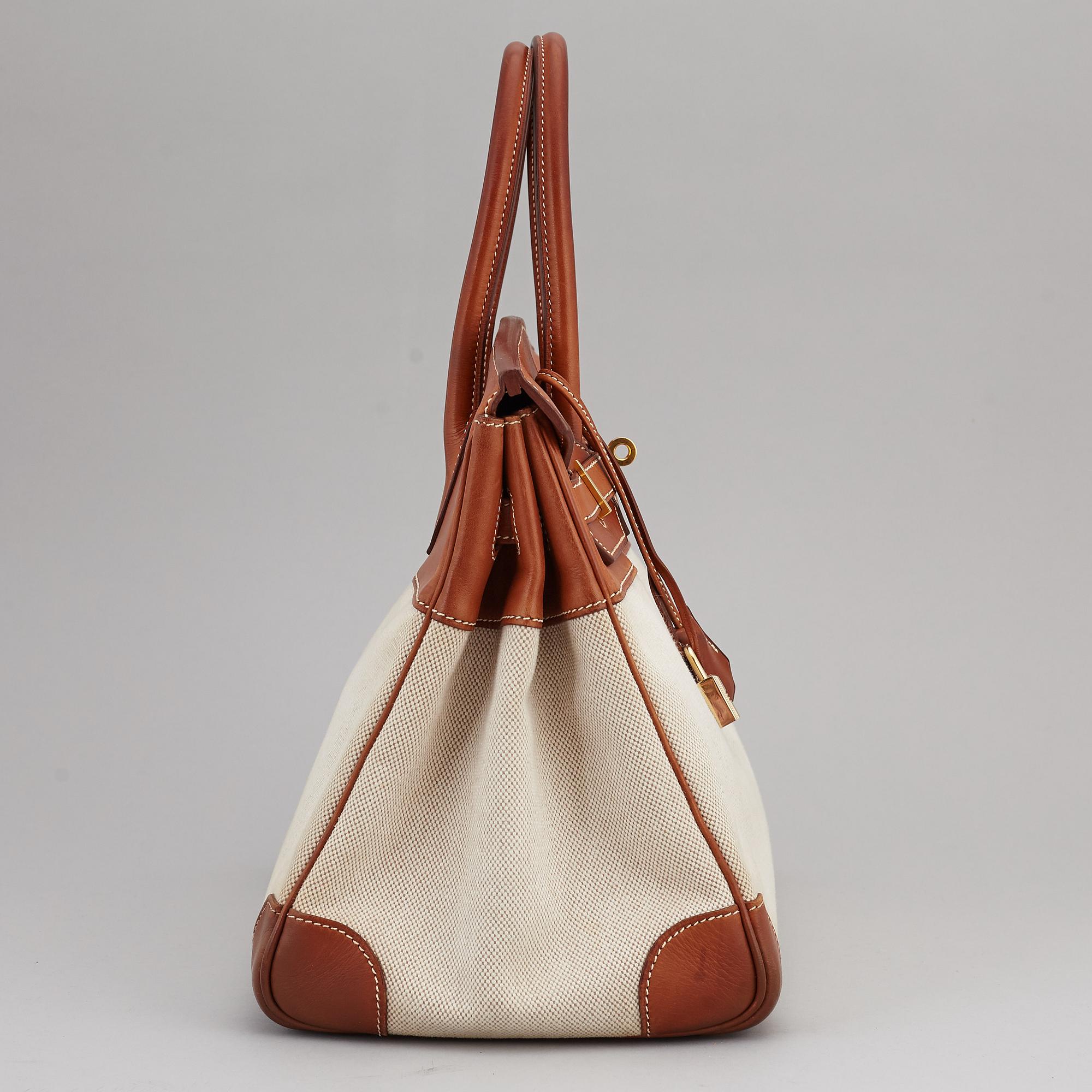 HERMÈS, a 'Birkin 35' leather and canvas bag from 2001.