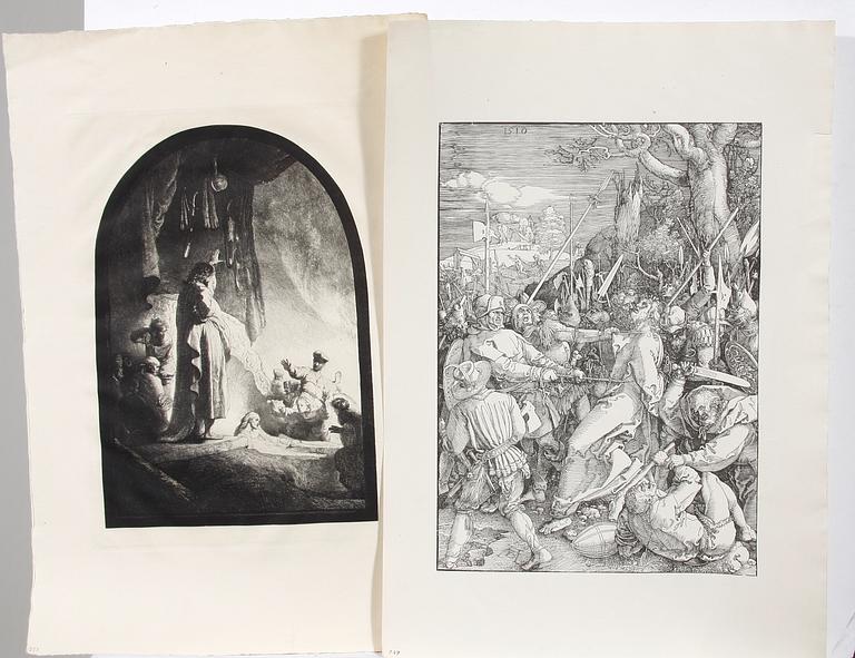 PARTI GRAFIK SAMT TIDNINGSTRYCK OCH DIPLOM, ca 25 st, bla efter Dürer och Rembrandt, 1600-1900-tal.