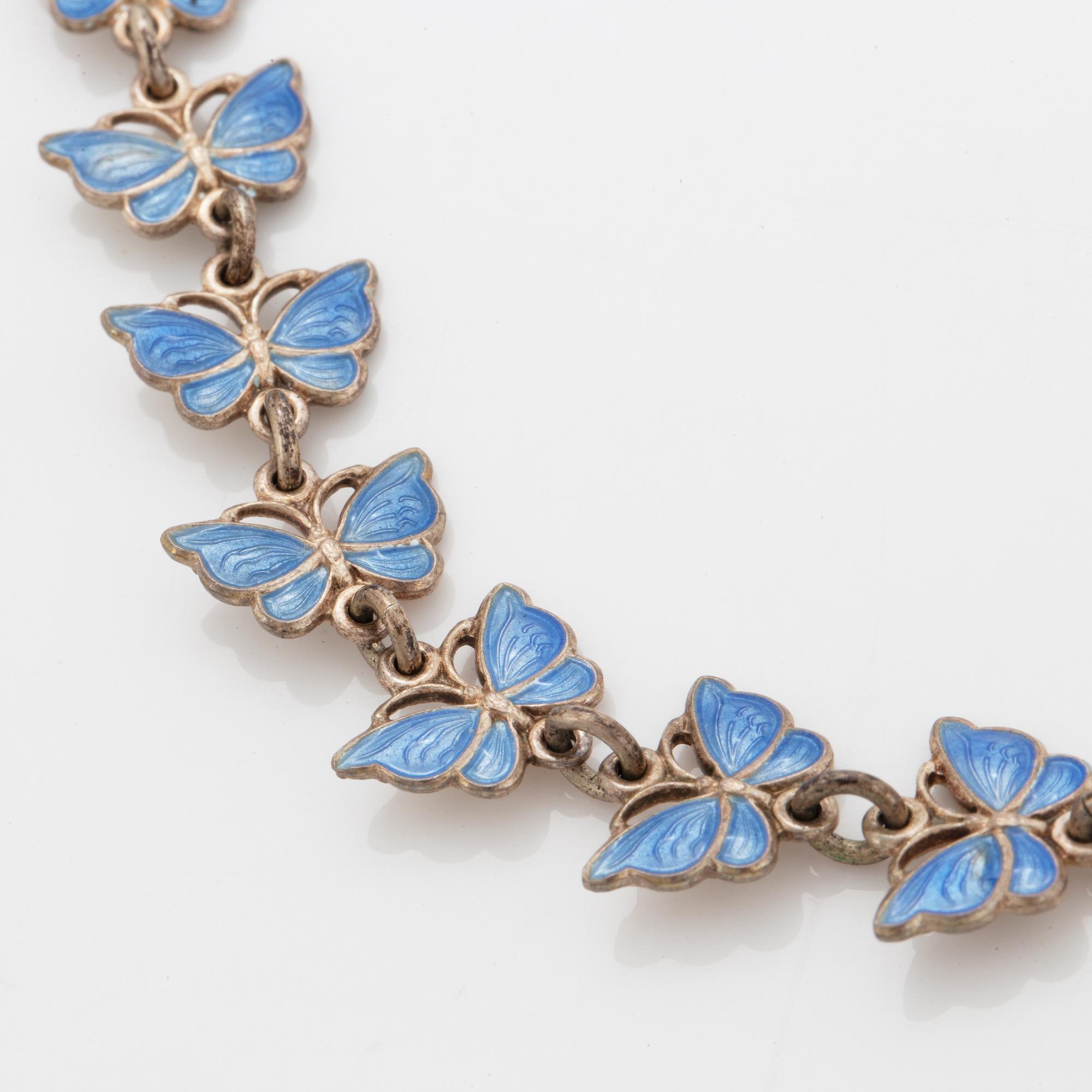 Collier, Volmer Bahner, sterlingsilver och blå emalj, Danmark.