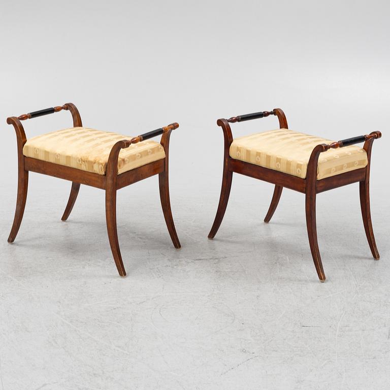 A pair of Swedish Empire stools, first half of the 20th Century.
