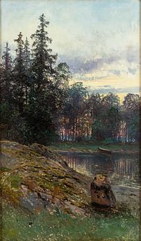 JOHAN KINDBORG, oil on canvas, signed and dated Furusund 1898.