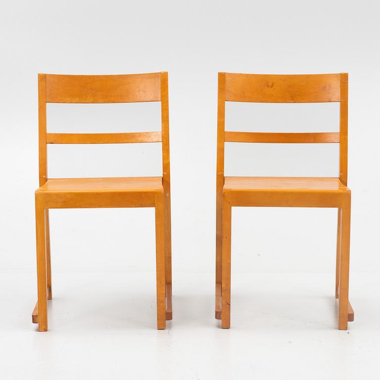 Six "Orkesterstolen" chairs, mid 20th century.