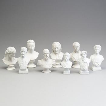 NINE PARIAN BUSTS, Gustafsberg and Rörstrand, ca 1900.