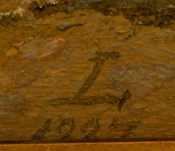 OKÄND KONSTNÄR, olja på duk, uppfodrad, monogramsignerad L och daterad 1887.