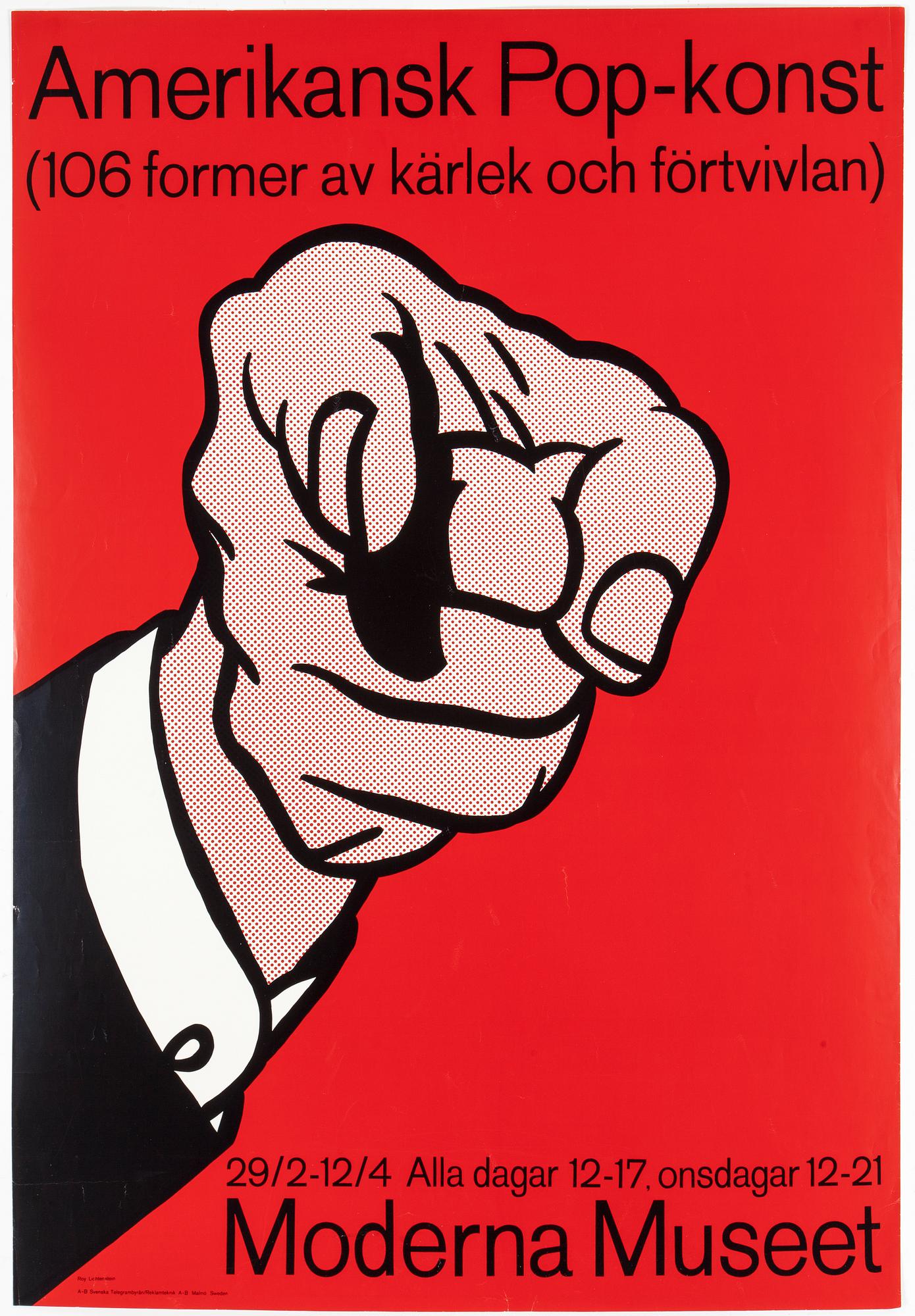 ROY LICHTENSTEIN, utställningsaffisch, 1964, Moderna Museet Stockholm.