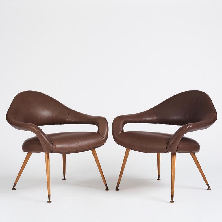 Gastone Rinaldi, a pair of armchairs, model 'DU 55', mid 20th century, post 1954.
