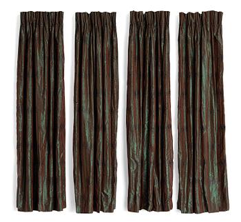 315. A set of four green silk curtains.