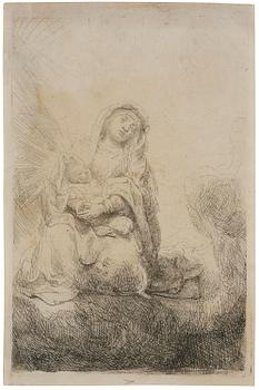 843. Rembrandt Harmensz van Rijn, "Virgin and child in the clouds".