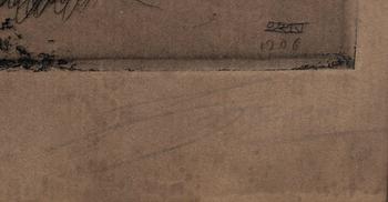 Anders Zorn, a signed etching from 1906.