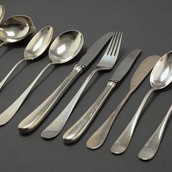 BESTICKSERVISDELAR, 74 st, silver, "Ida", Ole Hagen, A Michelsen, Danmark, 1900-talets andra hälft.