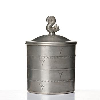 Estrid Ericson, a lidded pewter jar, Svenskt Tenn, Stockholm 1925, model A 42.