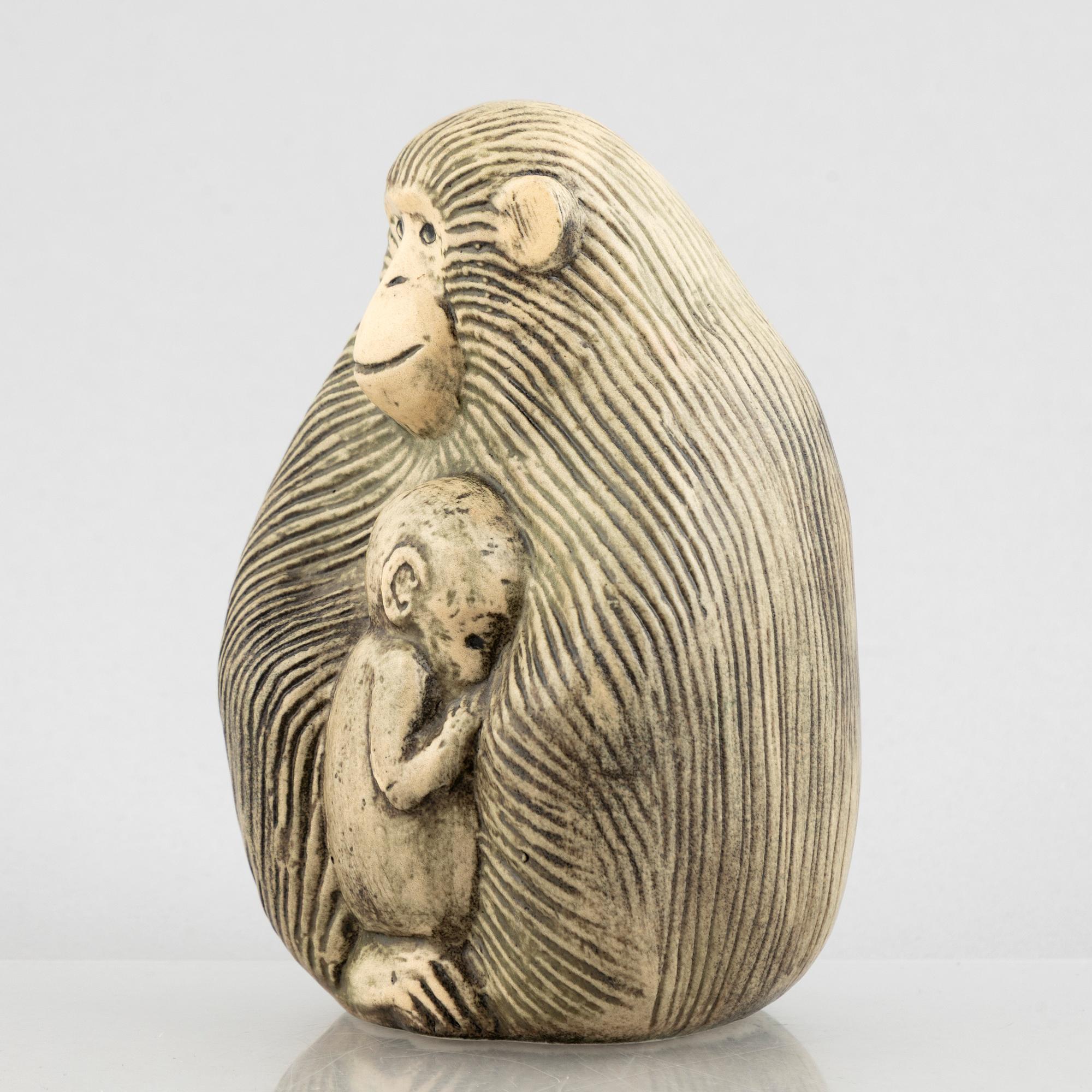 Lisa Larson, figurines, a set of four stoneware figurines including 'Lejon mini' from the series 'Afrika', Gustavsberg.