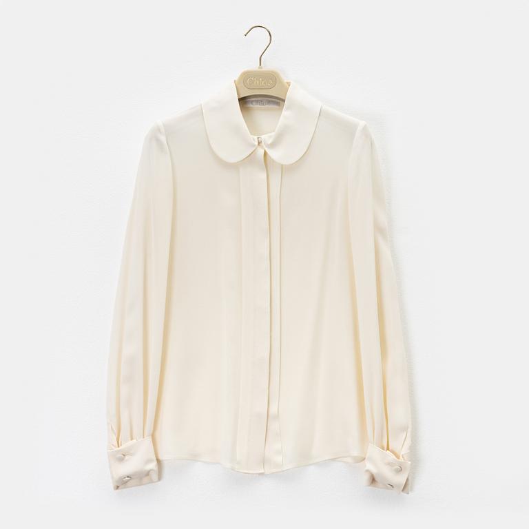 Chloé, a white silk shirt, size 36.