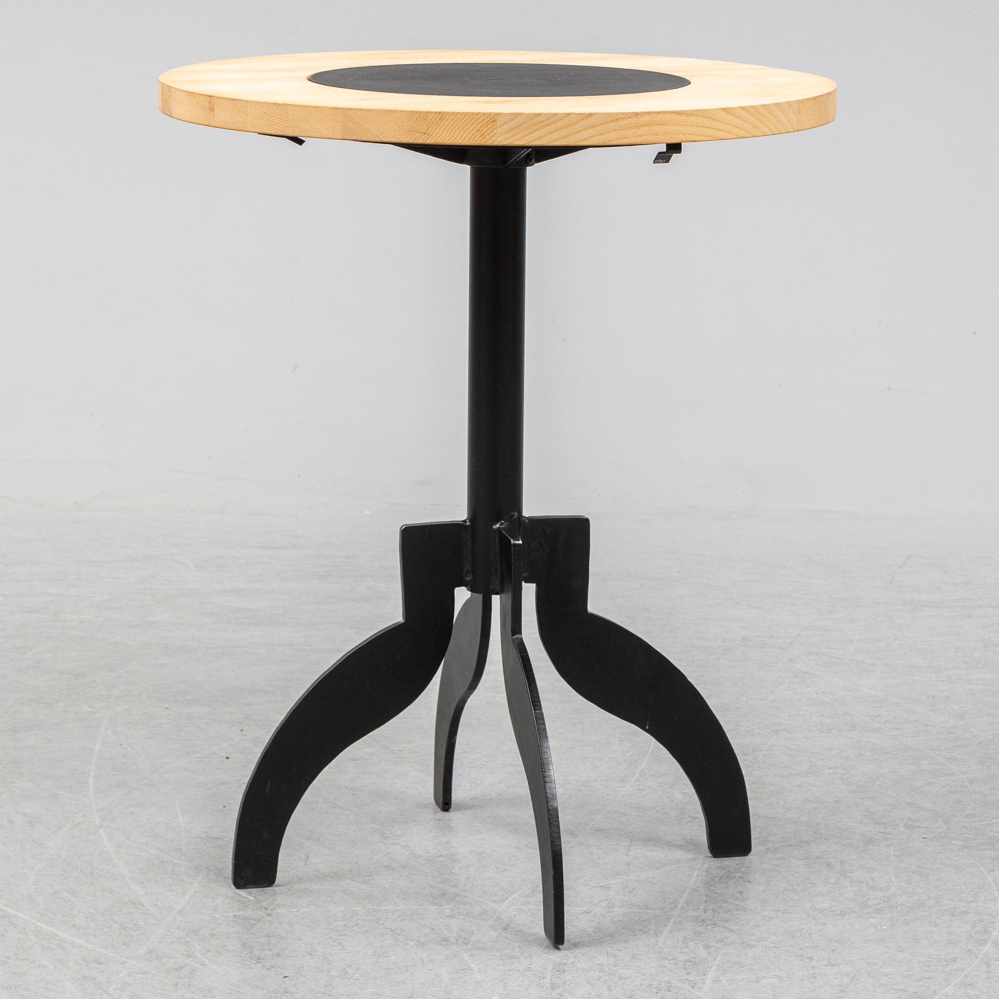JONAS BOHLIN, a 'Triptyk' iron and oak table from Källemo, Värnamo, 1989.