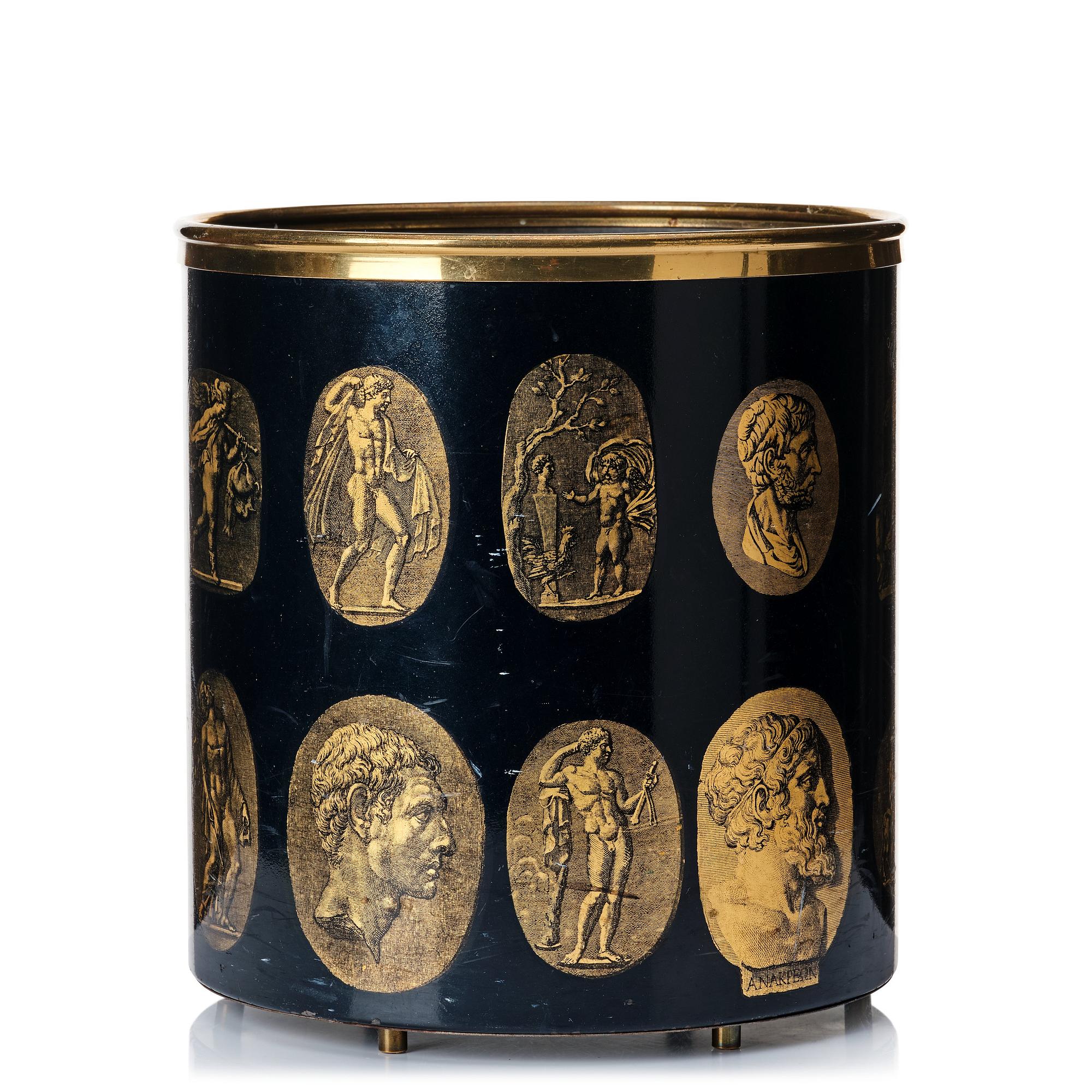 Piero Fornasetti, a waste paper basket, Milan, Italy 1960's.