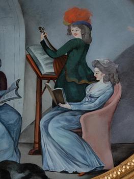 A pair of presumably English reverse-glass paintings, late 18th century.
