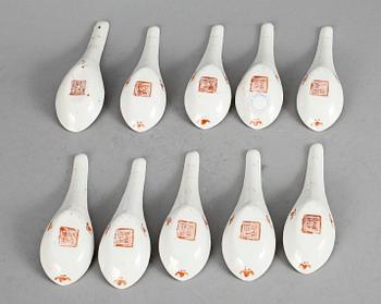 A group of 10 porcelain spoons, late Qing dynasty, circa 1900.