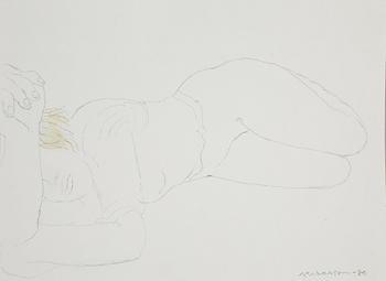 AXEL OLSON, blyerts och krita. Signerad och daterad -80.