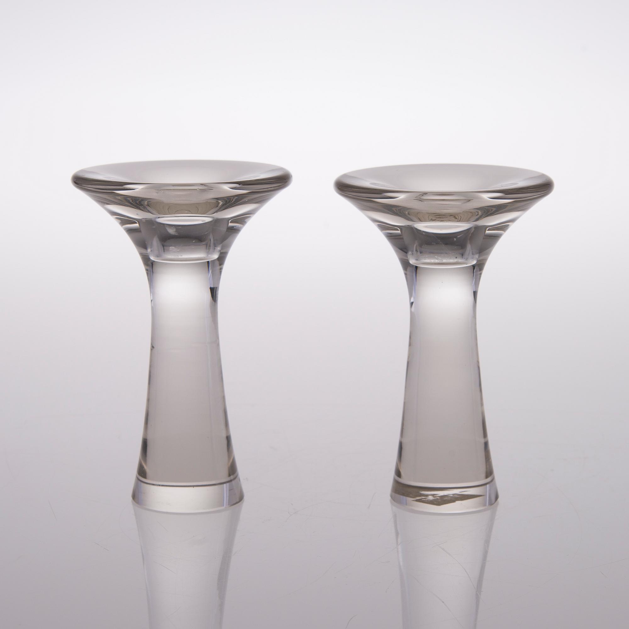 TAPIO WIRKKALA, LJUSSTAKAR, ett par, glas, signerade Tapio Wirkkala -3412.
