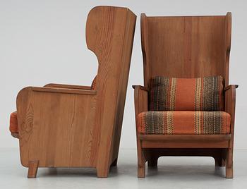 A pair of Axel-Einar Hjorth 'Lovö' pine armchairs by NK, 1930's.