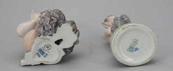 FIGURINER, 2 st, porslin, Royal Copenhagen, stämplade 1969-74 och 1968.