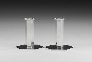 A pair of Wiwen Nilsson sterling candlesticks, Lund 1973.