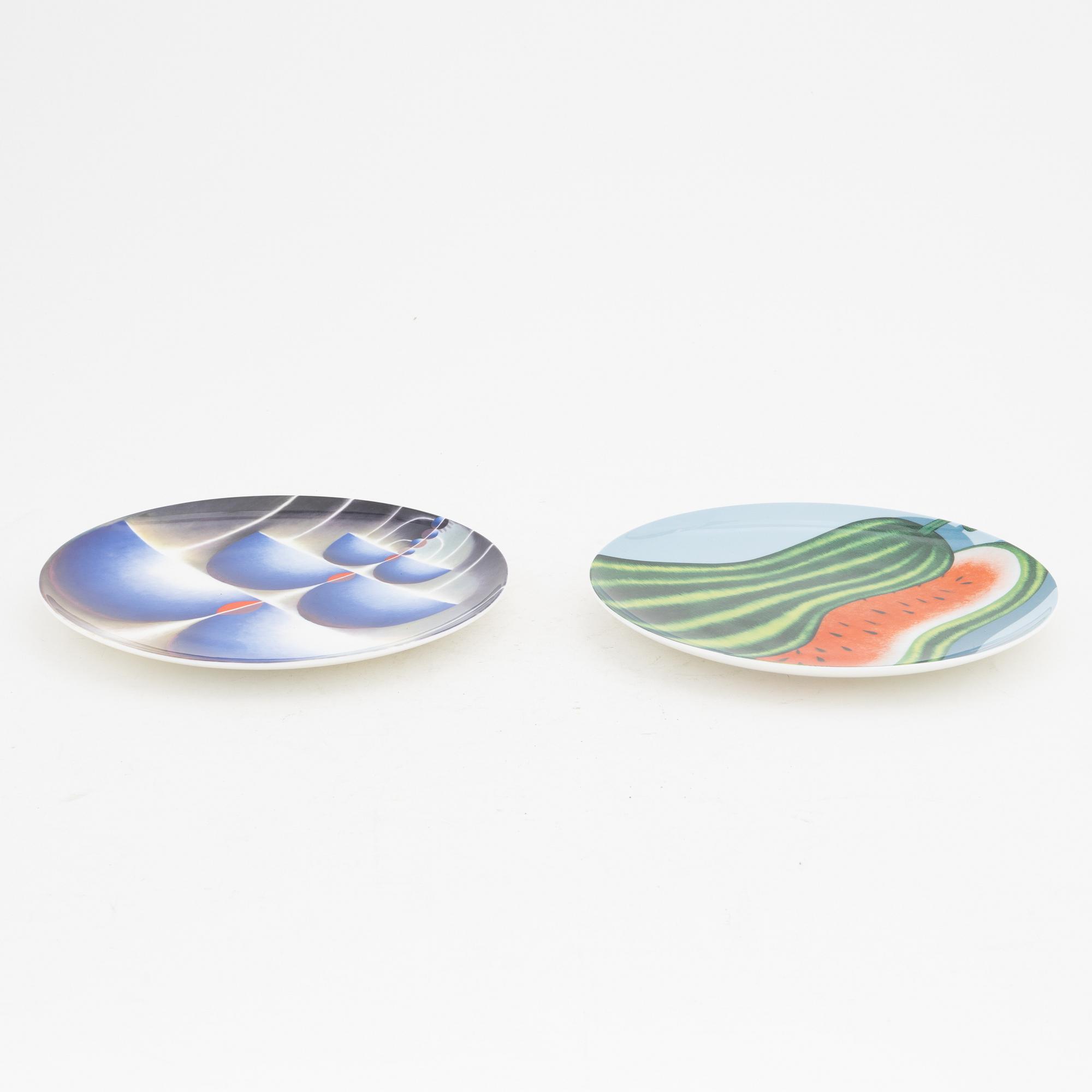 Julie Curtiss, Loie Hollowell, two limited edition porcelain plates.