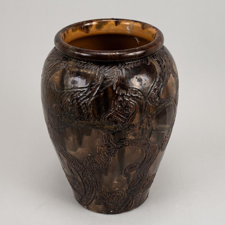 Thorvald Bindesbøll, a glazed earthenware floor vase, Valby, Copenhagen 1893.